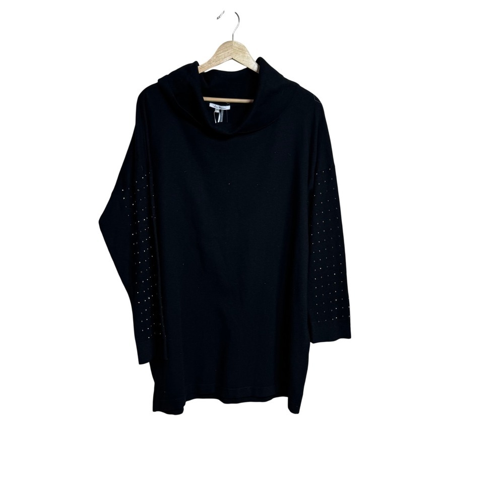 Vila Milano  Cowl Neck Rhinestone Embellished Long Sleeve Tunic Sweater‎ Large